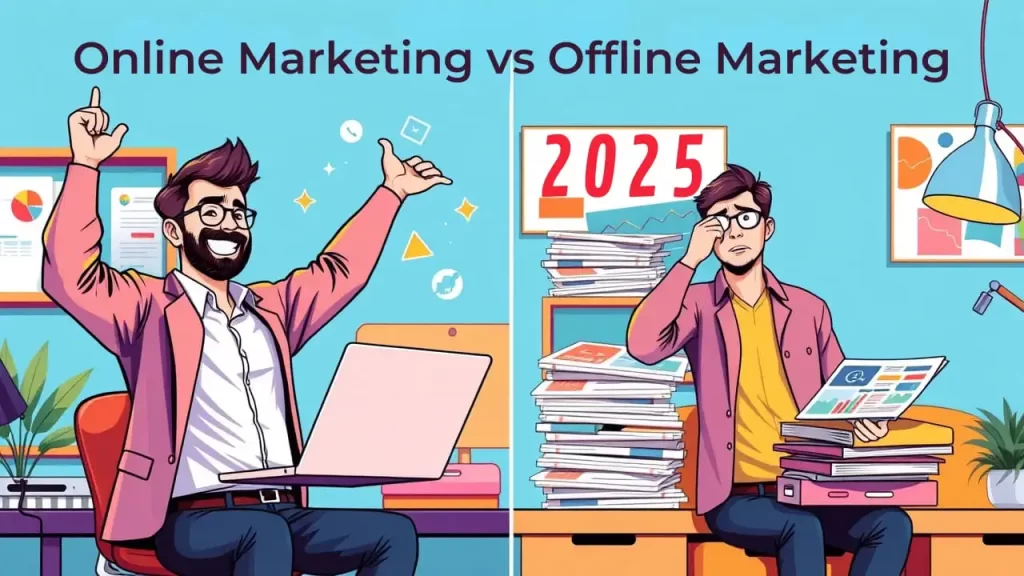 difference between online marketing and offline marketing