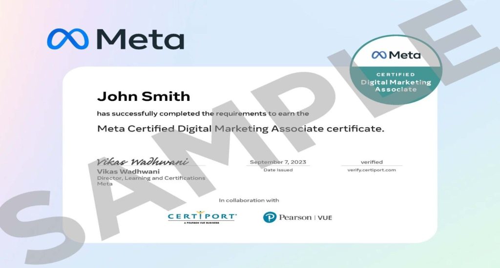 meta certification sample certificate 