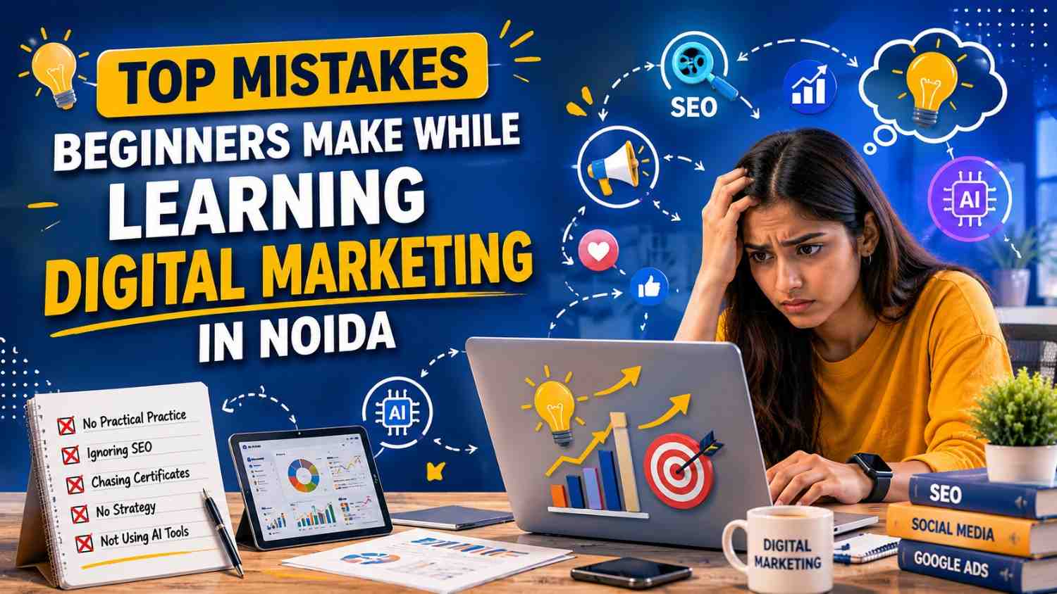 Top Mistakes Beginners Make While Learning Digital Marketing in Noida