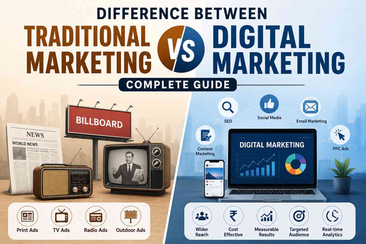 Difference Between Traditional Marketing and Digital Marketing — Complete Guide