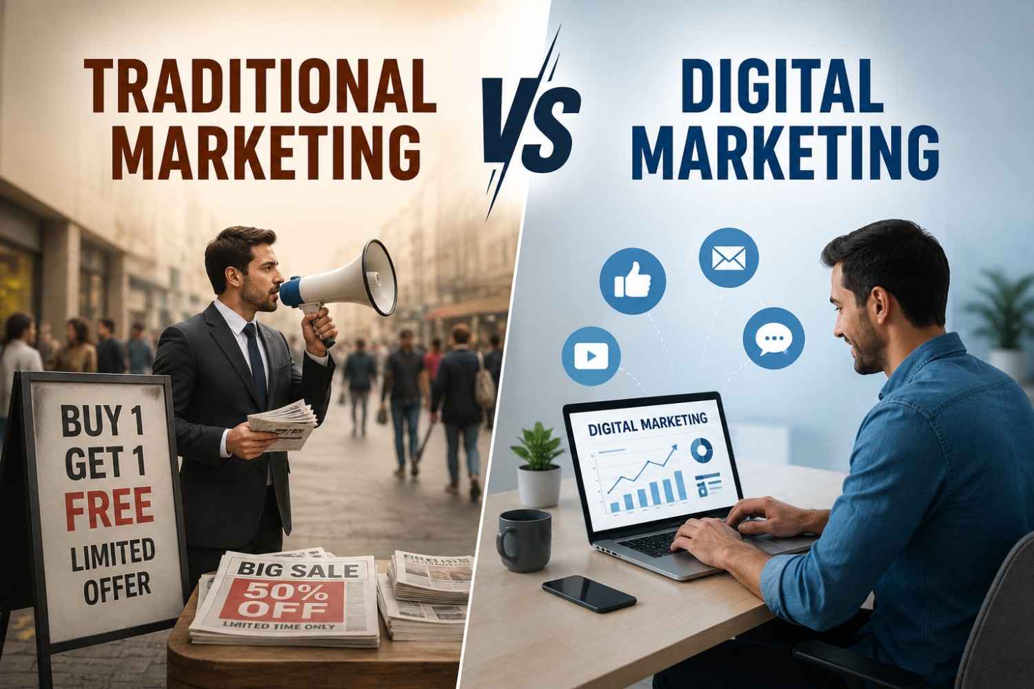 Traditional Marketing vs Digital Marketing — Key Differences