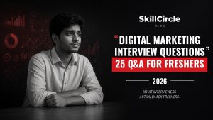 SkillCircle blog thumbnail: Digital Marketing Interview Questions, 25 Q&A for freshers, 2026