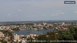 Ranchi city and Ranchi Lake seen from Pahari Mandir hill, Jharkhand